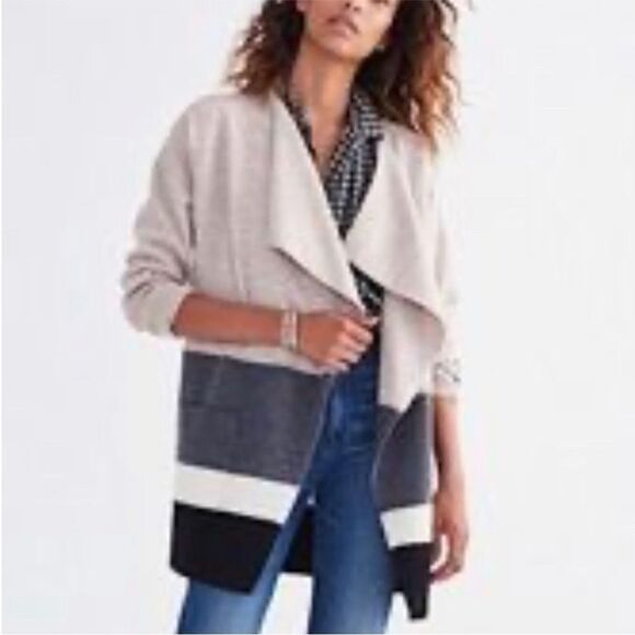 Madewell boiled wool, color block  open sweater. Size S/M. - Picture 1 of 11